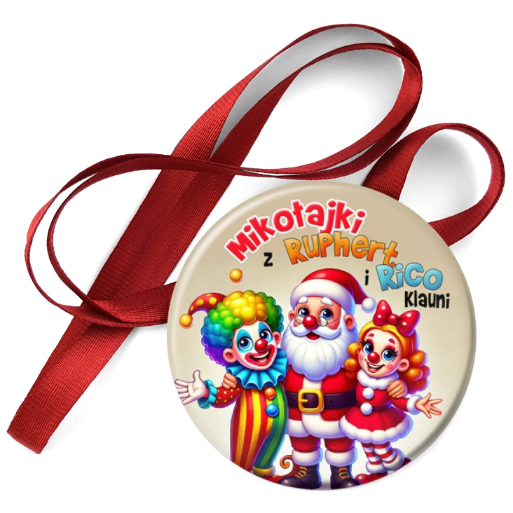 przypinka medal Ruphert i Rico Klauni Para klaunów z Mikołajem