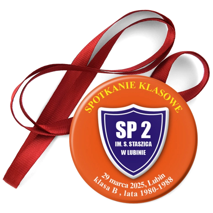 przypinka medal SP2 w Lubinie Spotkanie klasowe