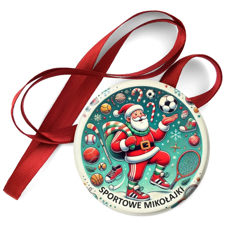 przypinka medal Sportowe Mikołajki w dresie