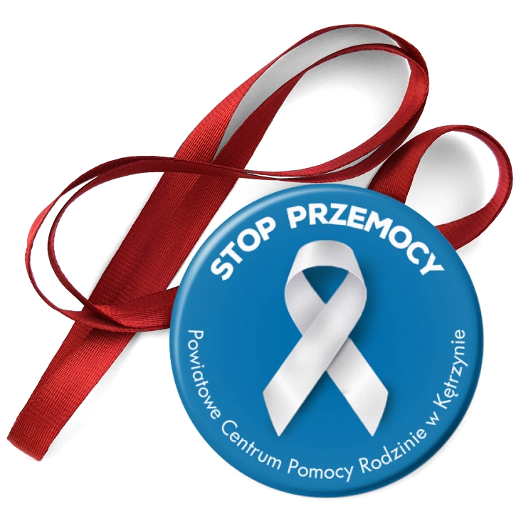 przypinka medal Stop przemocy Powiatowe Centrum Pomocy Rodzinie w Kętrzynie