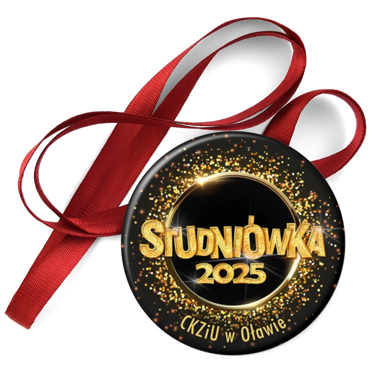 przypinka medal Studniówka CKZiU w Oławie złoty napis
