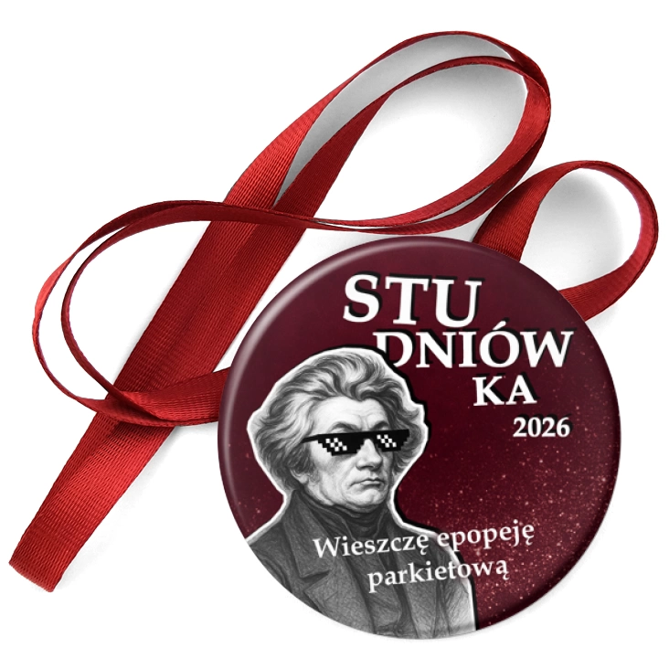 przypinka medal Studniówka z wieszczem Mickiewiczem