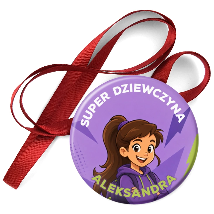 przypinka medal Super Dziewczyna fiolet