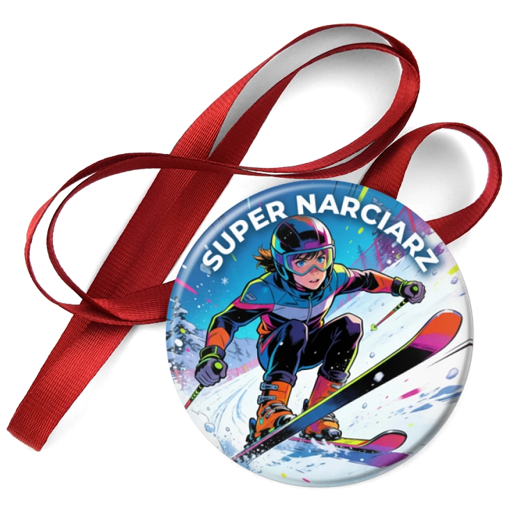 przypinka medal Super Narciarz zjazdowy