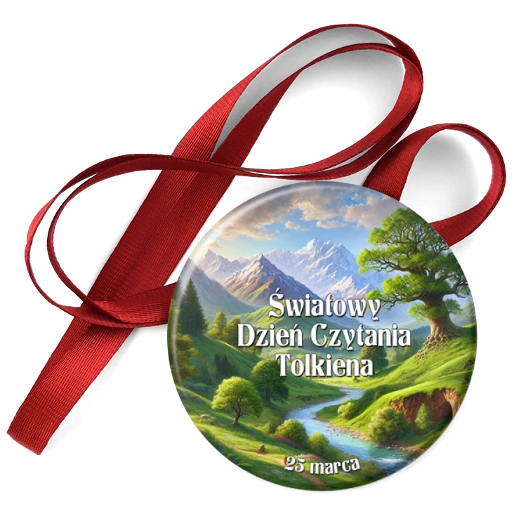 przypinka medal Światowy Dzień Czytania Tolkiena krajobraz
