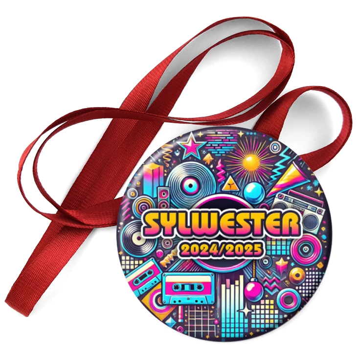 przypinka medal Sylwester w stylu disco