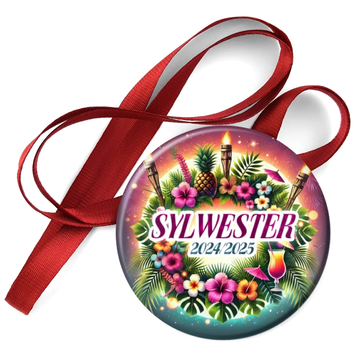 przypinka medal Sylwester w stylu hawajskim