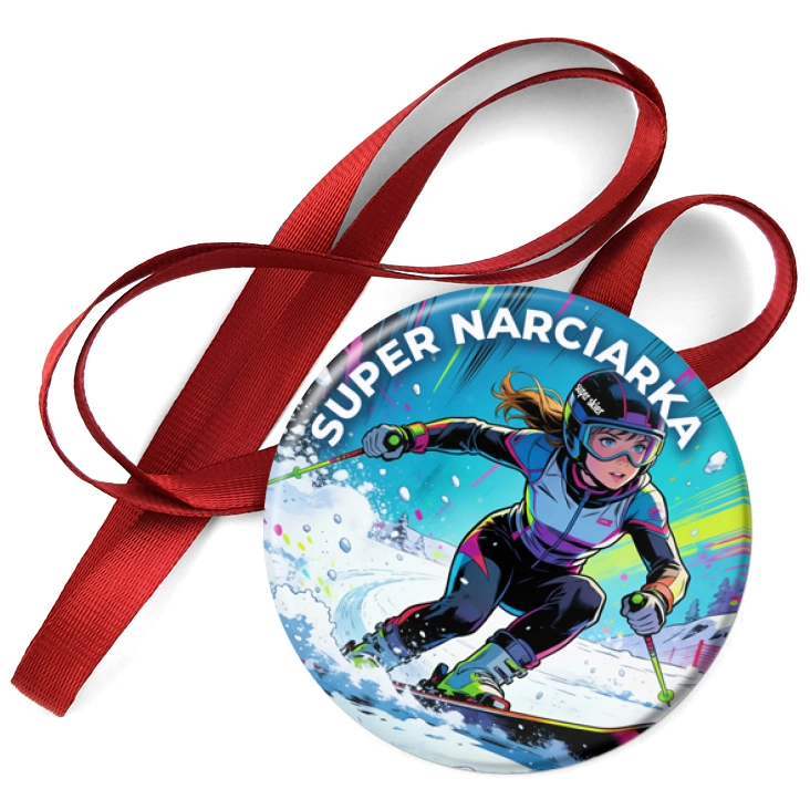 przypinka medal Super Narciarka zjazdowa