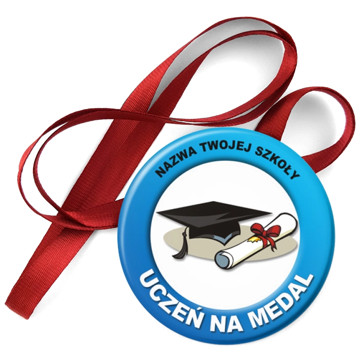 przypinka medal Uczeń na medal z biretem i dyplomem