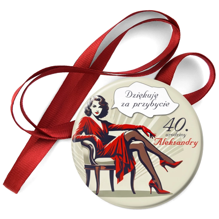 przypinka medal Urodziny. Dziękuję za przybycie