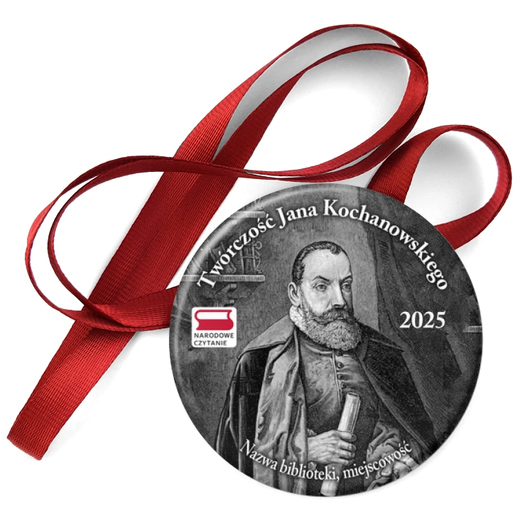 przypinka medal Utwory Jana Kochanowskiego na Narodowym Czytaniu 2025