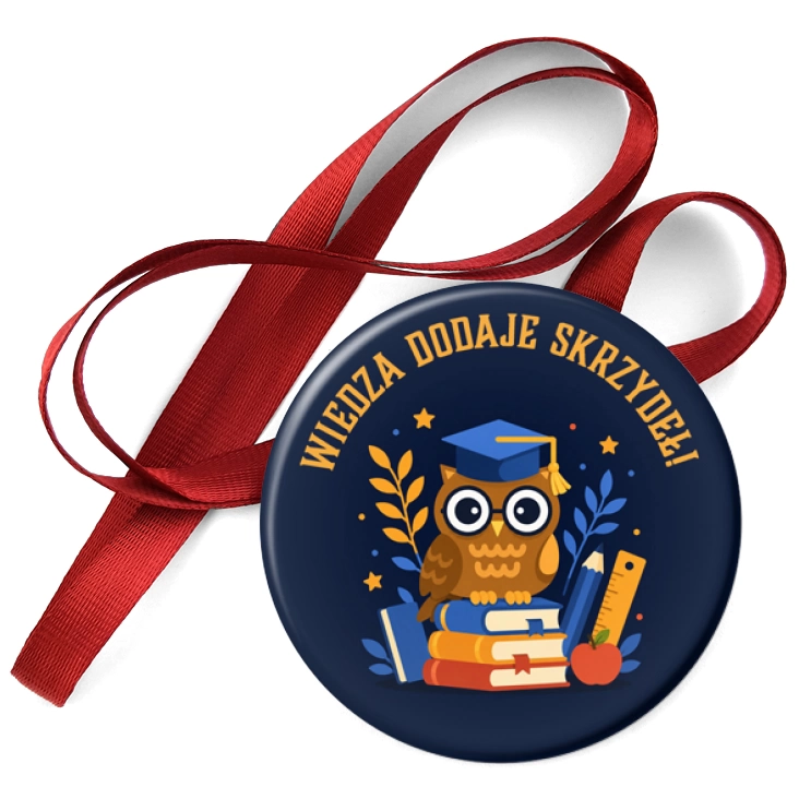 przypinka medal Wiedza dodaje skrzydeł