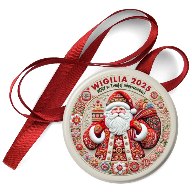 przypinka medal Wigilia Koła Gospodyń Wiejskich haftowany Mikołaj