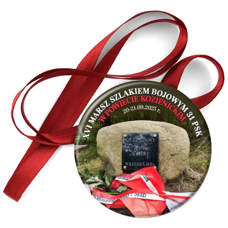 przypinka medal XVI Marsz Szlakiem Bojowym 31 pSK w Powiecie Kozienickim