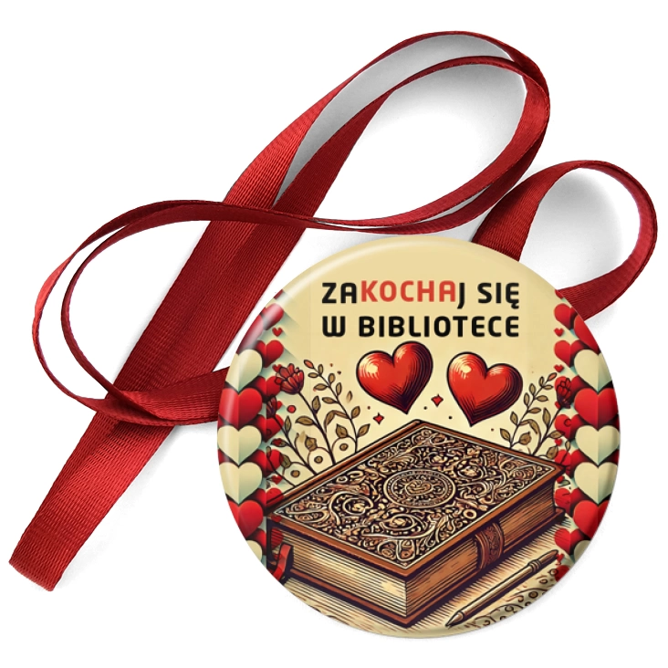 przypinka medal Zakochaj się w bibliotece serca