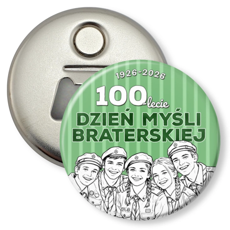 przypinka otwieracz-magnes 100-lecie DMB