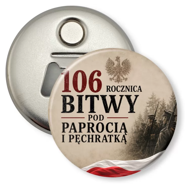 przypinka otwieracz-magnes 106. rocznica Bitwy pod Paprocią