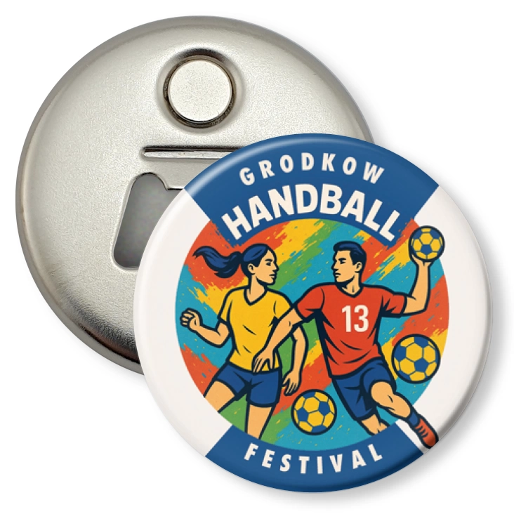 przypinka otwieracz-magnes 13 Grodkow Handball Festival