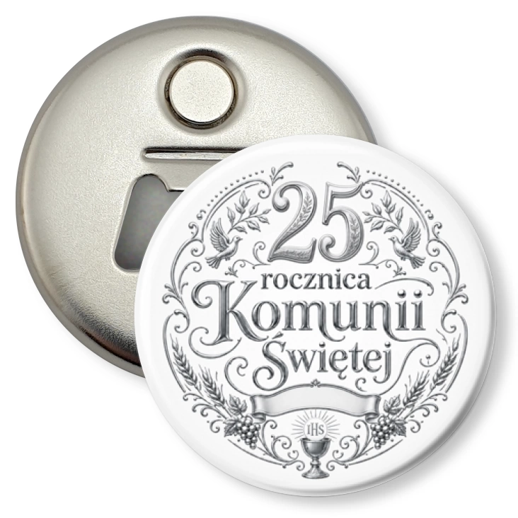 przypinka otwieracz-magnes 25 rocznica Pierwszej Komunii Świętej