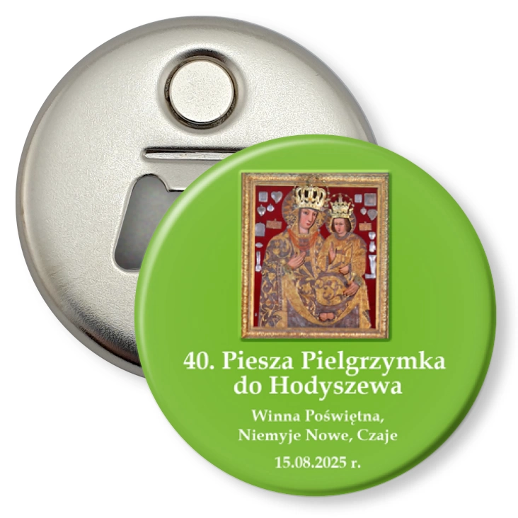 przypinka otwieracz-magnes 40. Piesza Pielgrzymka do Hodyszewa