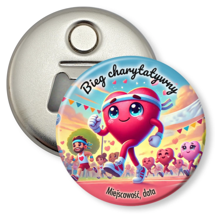 przypinka otwieracz-magnes Bieg charytatywny