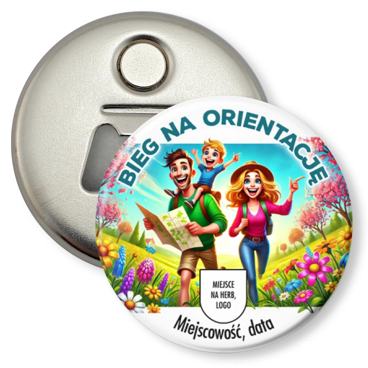 przypinka otwieracz-magnes Bieg na orientację