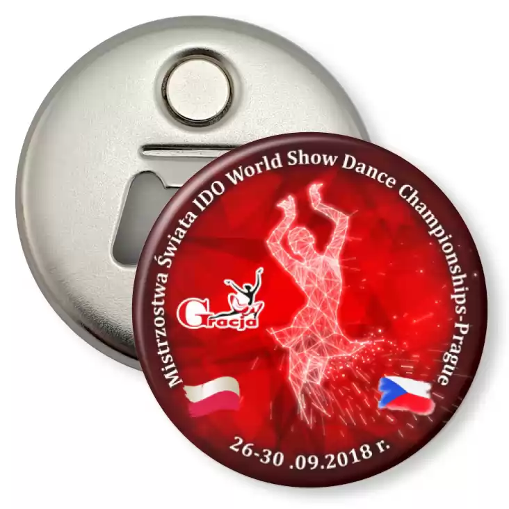 przypinka otwieracz-magnes Mistrzostwa Świata IDO