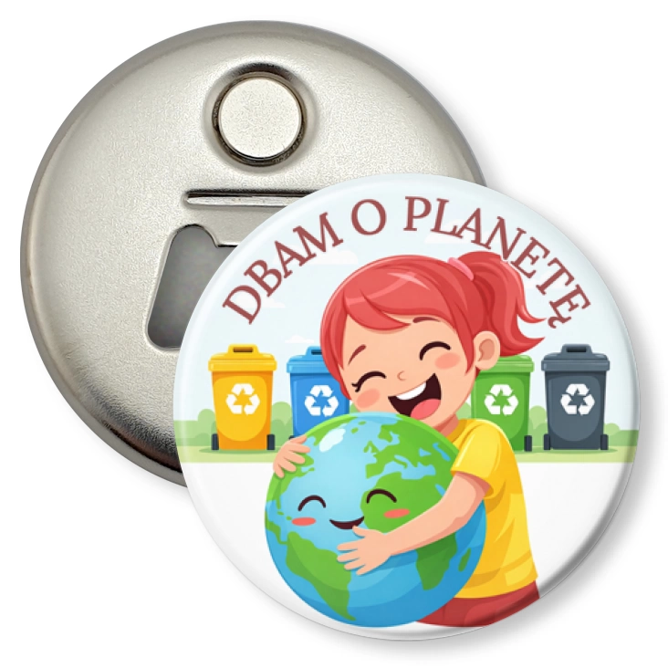 przypinka otwieracz-magnes Dbam o planetę