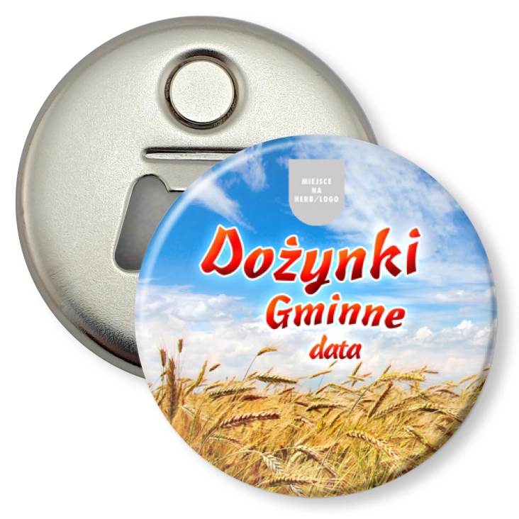 przypinka otwieracz-magnes Dożynki gminne Pole zboża