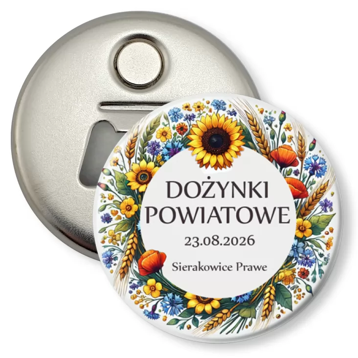 przypinka otwieracz-magnes Dożynki Powiatowe Sierakowice Prawe 2026
