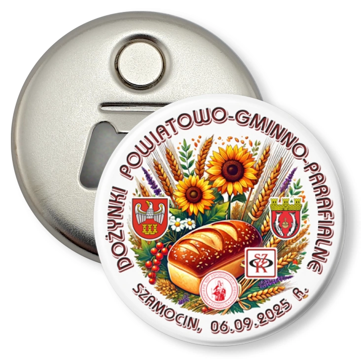 przypinka otwieracz-magnes Dożynki Szamocin 2025