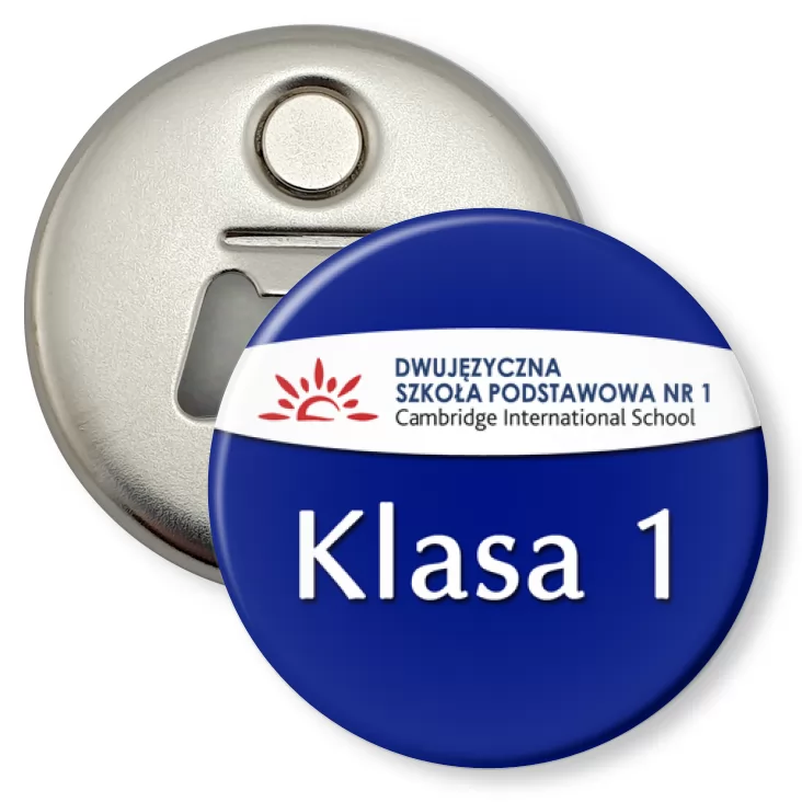 przypinka otwieracz-magnes Dwujęzyczna Szkoła Ponstawowa nr 1 - klasa 1