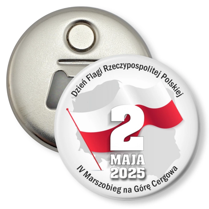 przypinka otwieracz-magnes Dzień Flagi Marszobieg Cergowa