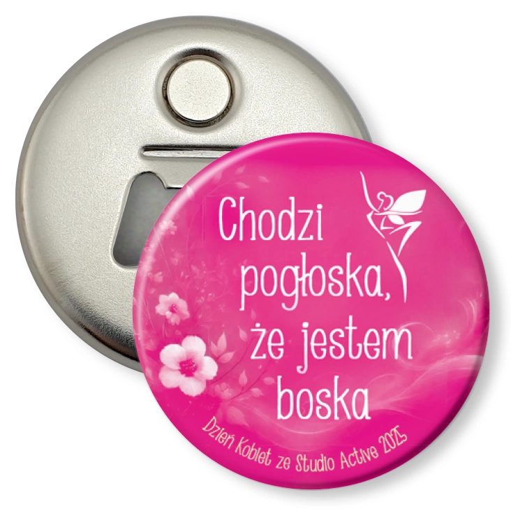 przypinka otwieracz-magnes Dzień Kobiet 2025 Studio Active