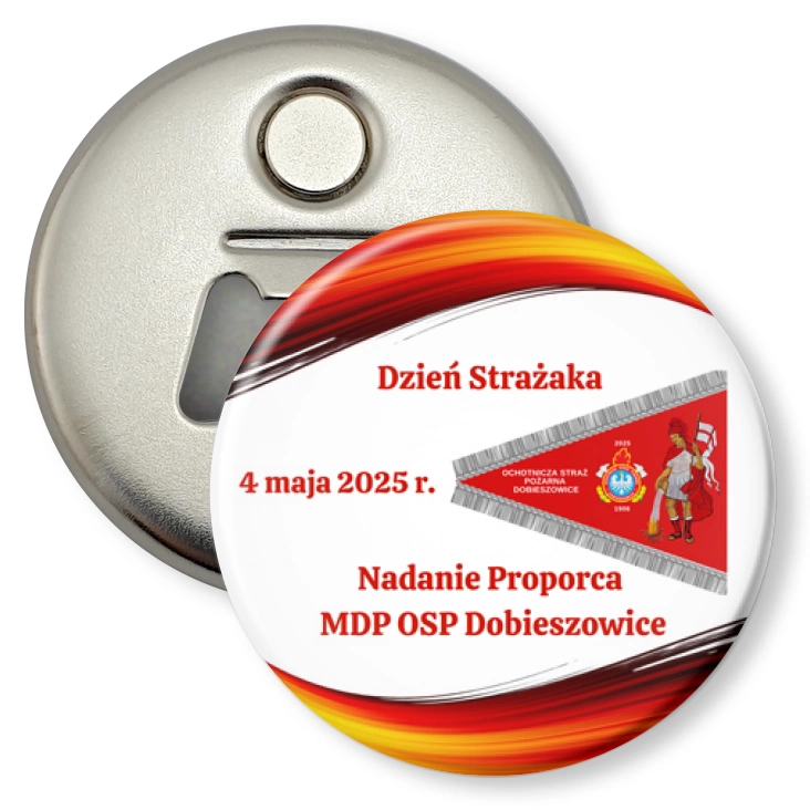 przypinka otwieracz-magnes Dzień Strażaka Dobieszowice 2025