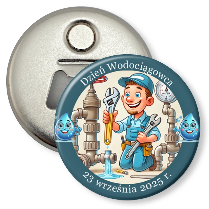przypinka otwieracz-magnes Dzień Wodociągowca