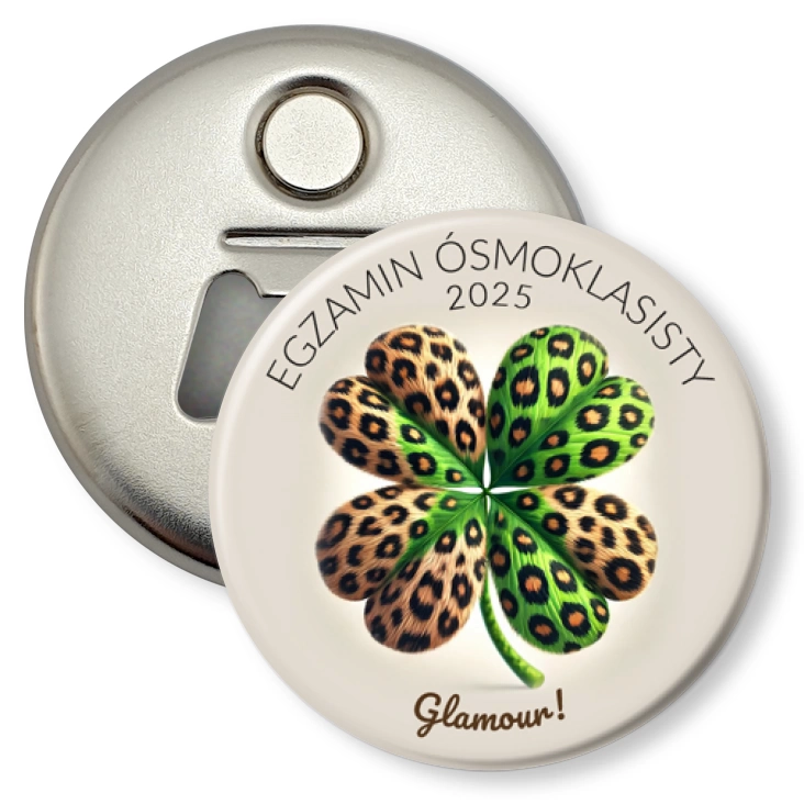 przypinka otwieracz-magnes Egzamin Ósmoklasisty Glamour
