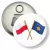 Przypinka otwieracz-magnes Flagi przyjaźni Polska Kosowo