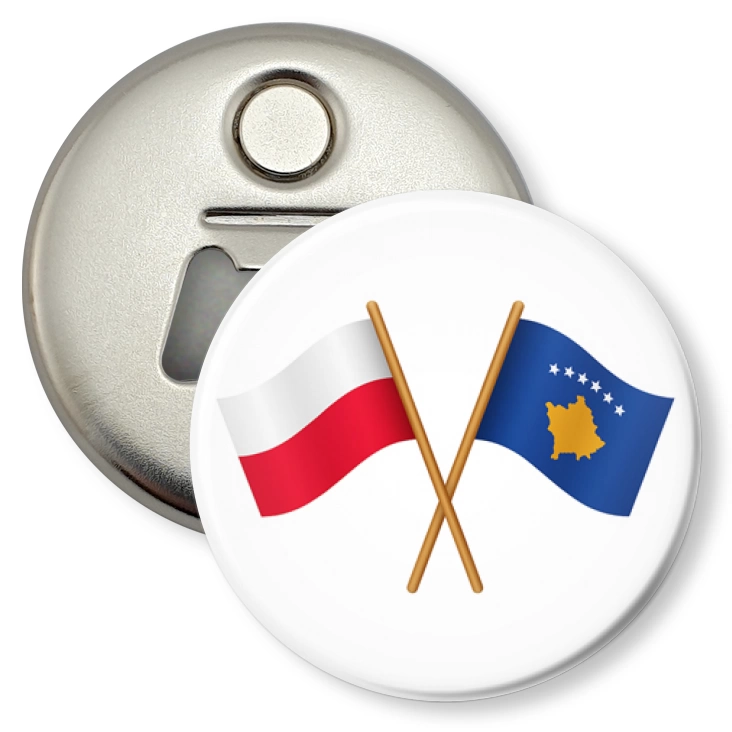 przypinka otwieracz-magnes Flagi przyjaźni Polska Kosowo