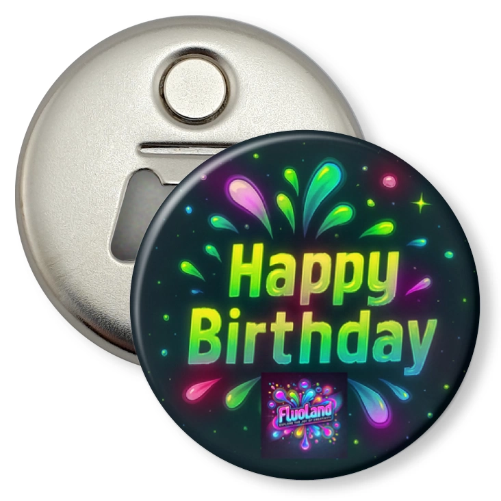 przypinka otwieracz-magnes Fluoland Happy Birthday urodziny