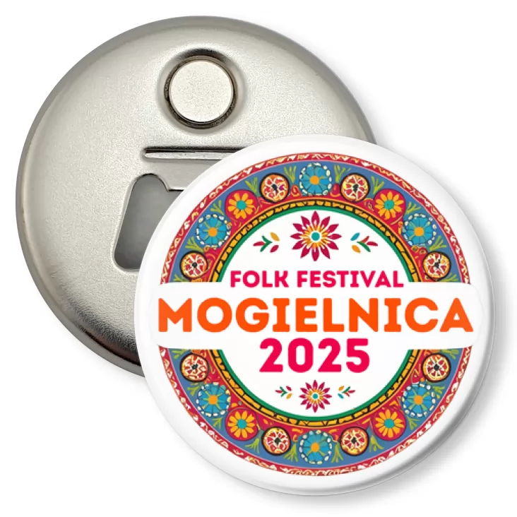 przypinka otwieracz-magnes Folk Festival Mogielnica 2025