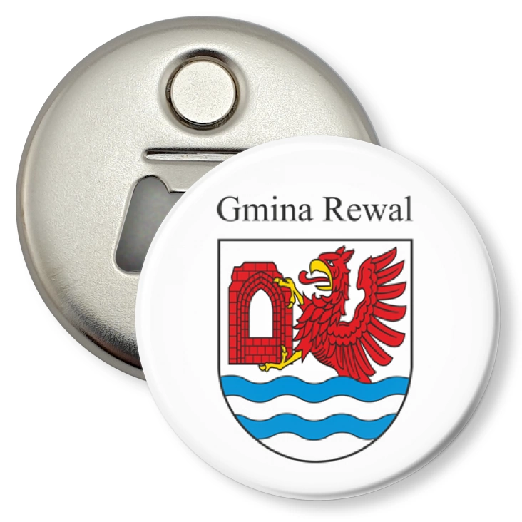 przypinka otwieracz-magnes Gmina Rewal