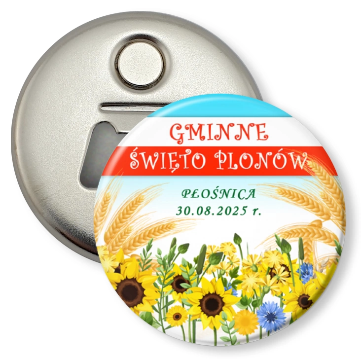 przypinka otwieracz-magnes Gminne Święto Plonów Płośnica 2025