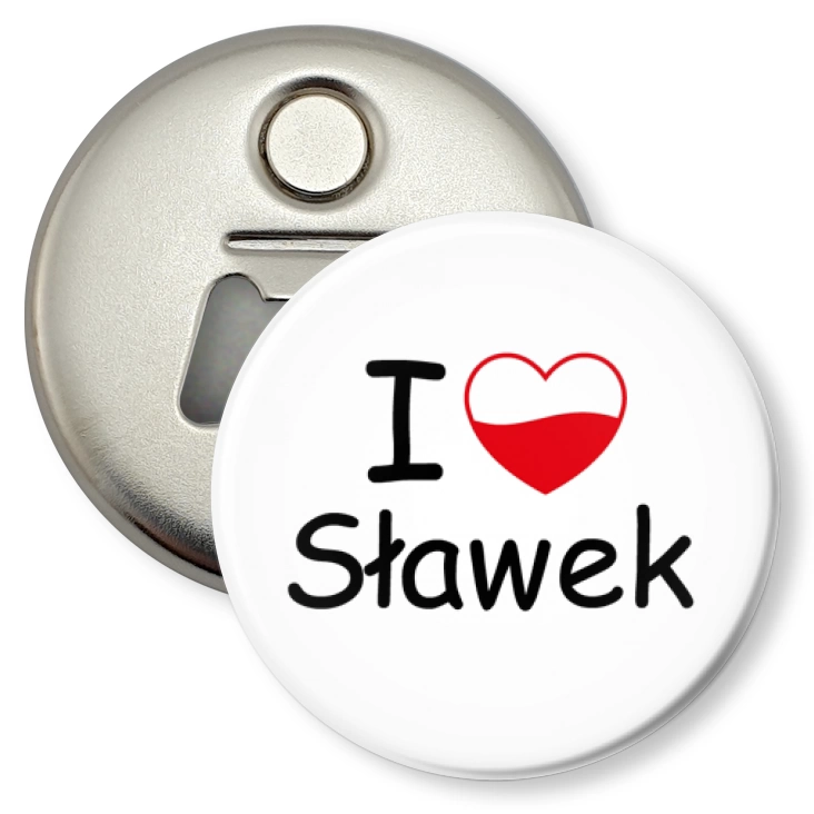 przypinka otwieracz-magnes I love Sławek