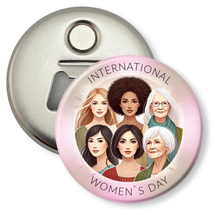 przypinka otwieracz-magnes International Women`s Day