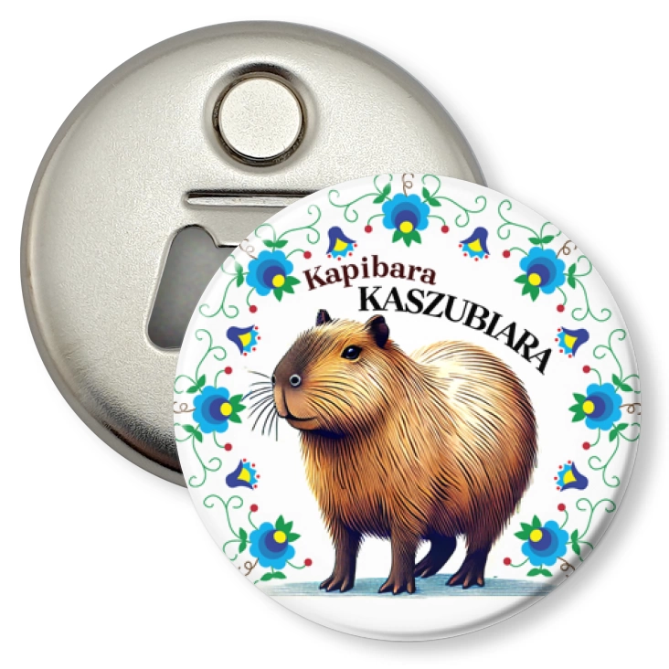 przypinka otwieracz-magnes Kapibara Kaszubiara