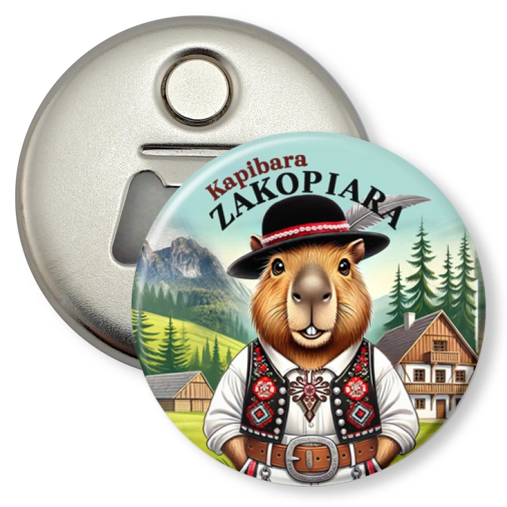 przypinka otwieracz-magnes Kapibara Zakopiara