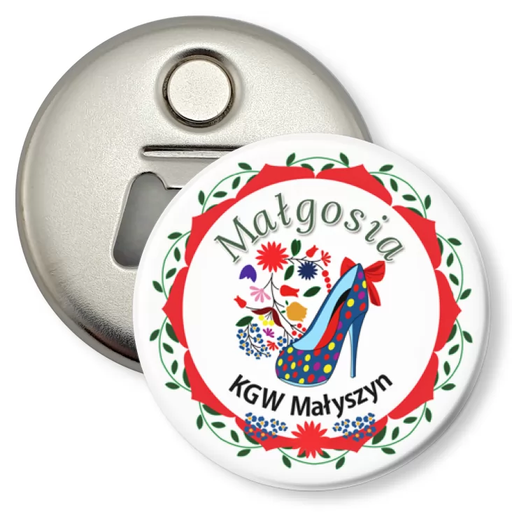 przypinka otwieracz-magnes KGW Małyszyn