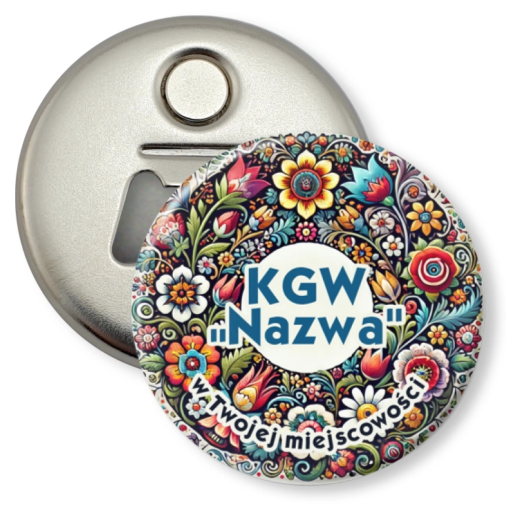 przypinka otwieracz-magnes KGW motyw kociewski