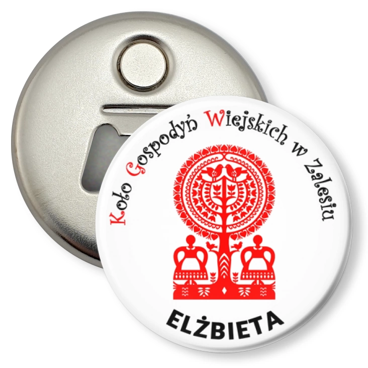 przypinka otwieracz-magnes KGW w Zalesiu